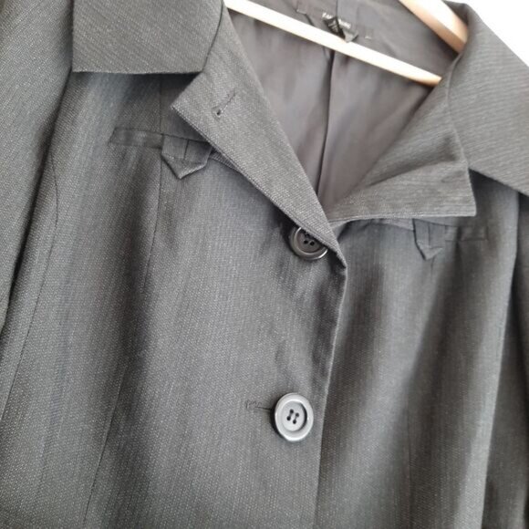 ZARA Belted Button Down Blazer Jacket Dark Gray Sz L - Picture 6 of 15